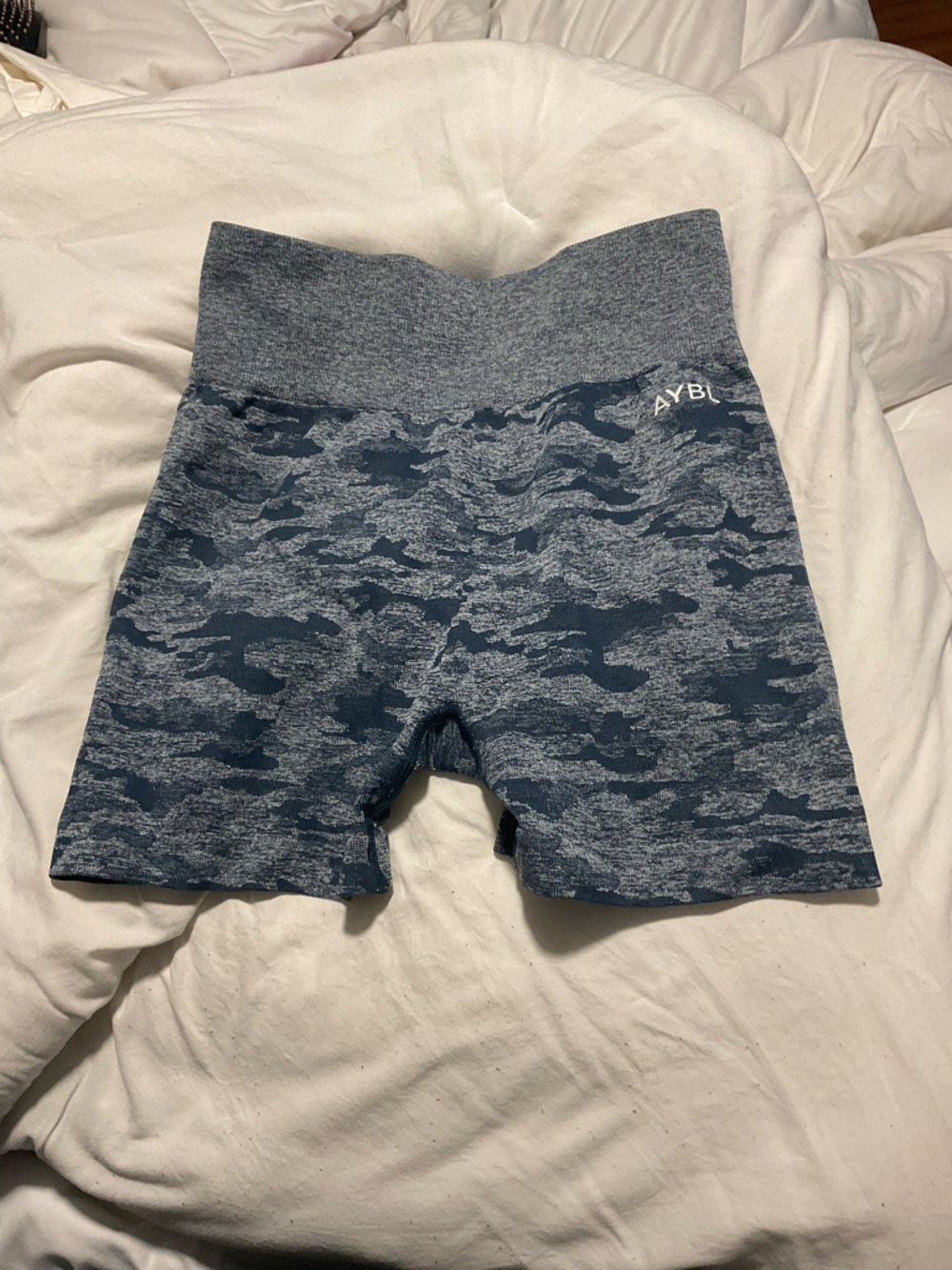 AYBL Navy Heather Camo Seamless High-Waist Biker Shorts